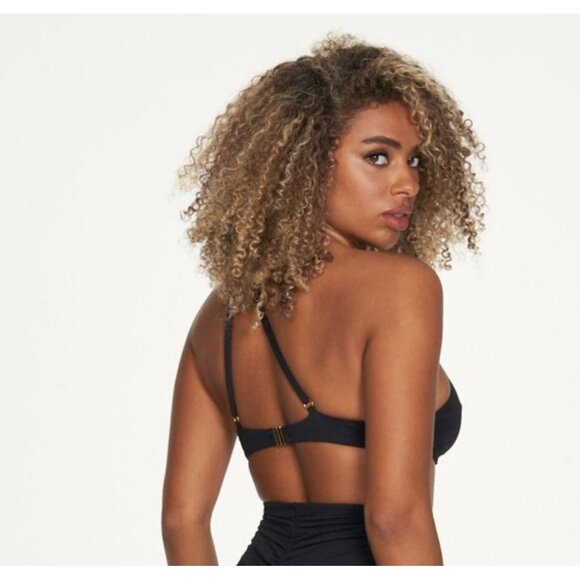 Fredericks of Hollywood Taormina Black One Shoulder Bikini Swim Top Sz Small Bla - Picture 2 of 7